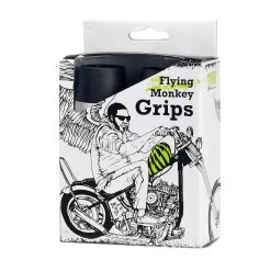Flying Monkey Grips - Black And White Stripes - 1 Inch -Motorcycle Equipment Store 004080 lowbrow customs flying monkey grips black white stripe 1 inch 1