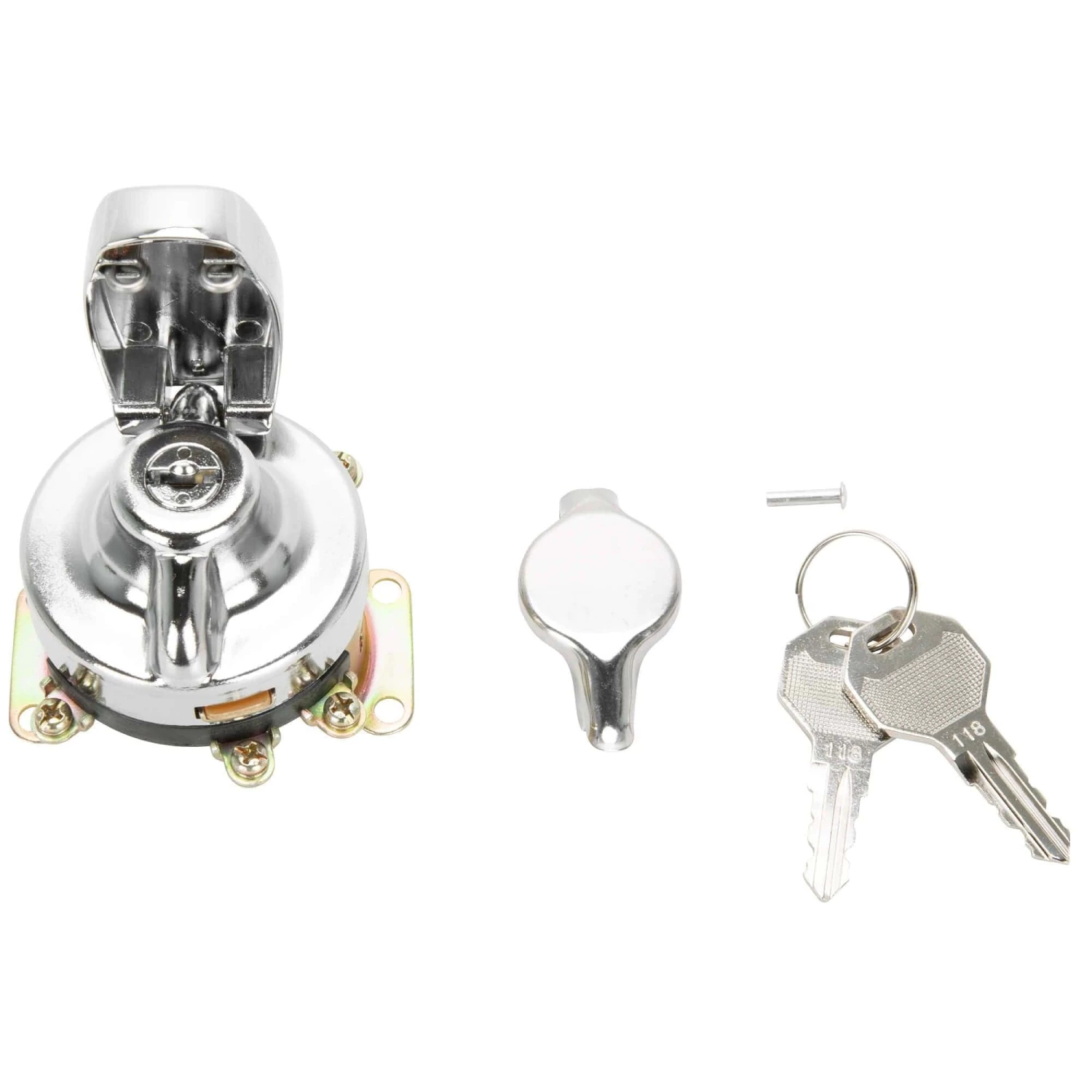 6 Post Ignition Key Switch Replaces Harley-Davidson OEM # 71501-73A - Chrome Bezel 6 6 Post Ignition Key Switch Replaces Harley-Davidson OEM # 71501-73A - Chrome Bezel - Image 6