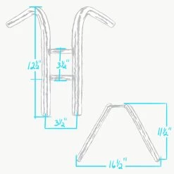 Rabbit Ears Handlebars - Raw Steel -Motorcycle Equipment Store 015037 015038 Martian Machine Rabbit Ears Handlebars SPECS
