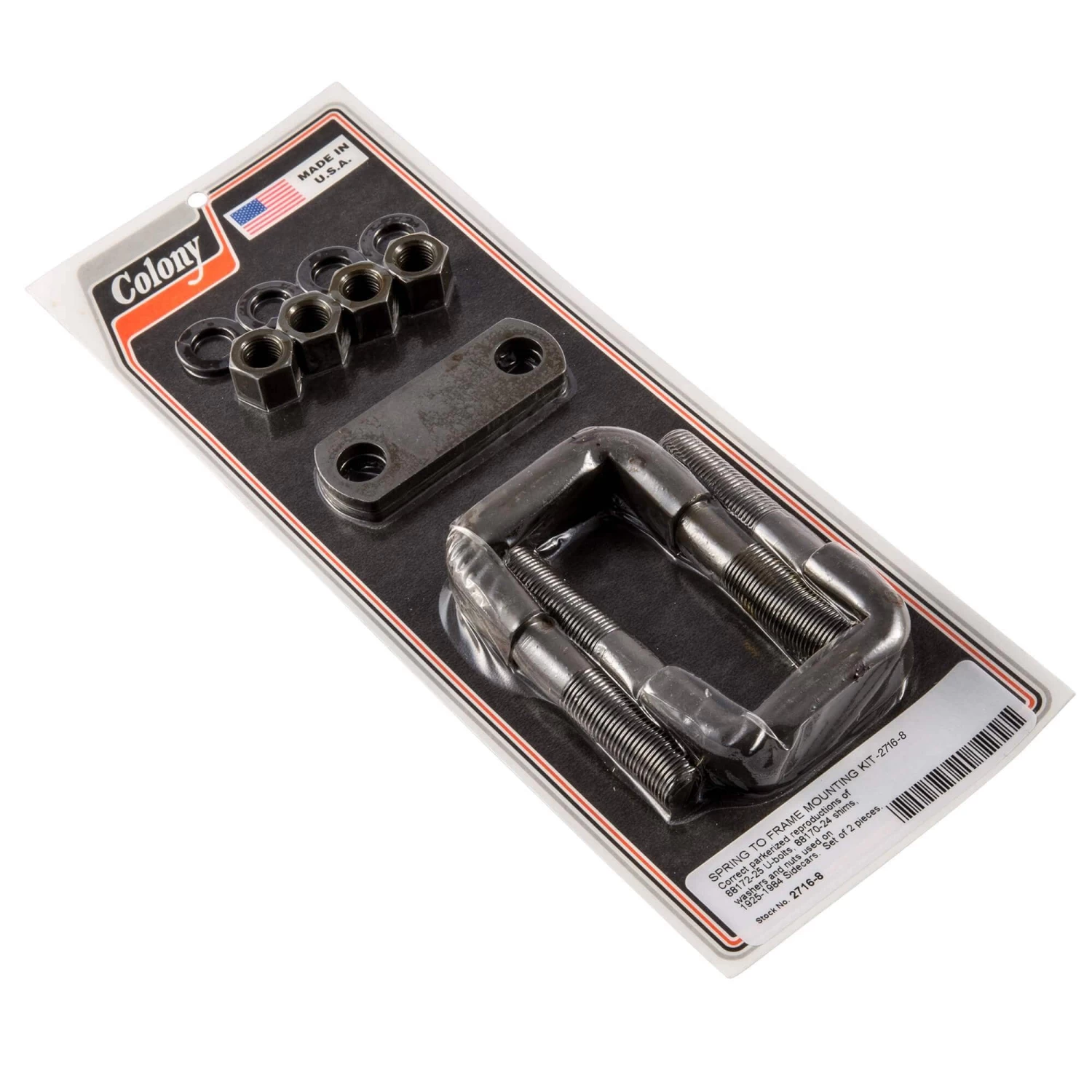 #2716-8 Spring To Frame Mounting Kit Parkerized Harley Sidecars 1925-84 1 #2716-8 Spring To Frame Mounting Kit Parkerized Harley Sidecars 1925-84