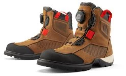 Icon Stormhawk WP Boots -Motorcycle Equipment Store icon stormhawk waterproof boots brown