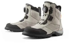 Icon Stormhawk WP Boots -Motorcycle Equipment Store icon stormhawk waterproof boots grey