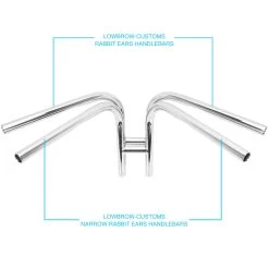 Narrow Rabbit Ears Handlebars - 1 Inch - Chrome 21 Narrow Rabbit Ears Handlebars - 1 Inch - Chrome -Motorcycle Equipment Store rabbit ear comparison shots 1 1