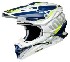 Shoei VFX-EVO Allegiant Helmet -Motorcycle Equipment Store shoei vfxevo allegiant helmet white blue yellow